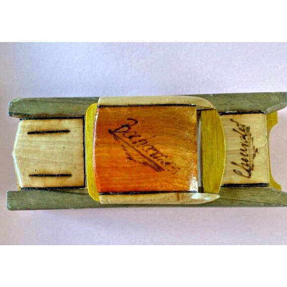 VINTAGE 1955 CHEVROLET Handmade Wooden 7.5" Model Car w/Bahamas Etched on Roof - Picture 2 of 11